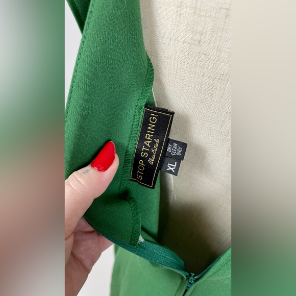 Stop Staring Vintage Reproduction Green Wiggle Dress Size XL - Picture 3 of 3
